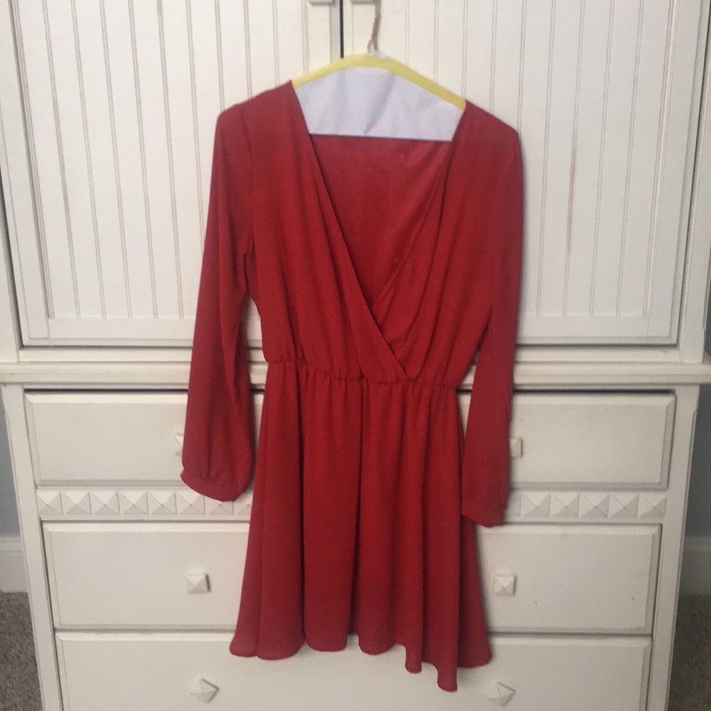 red low cut dress
